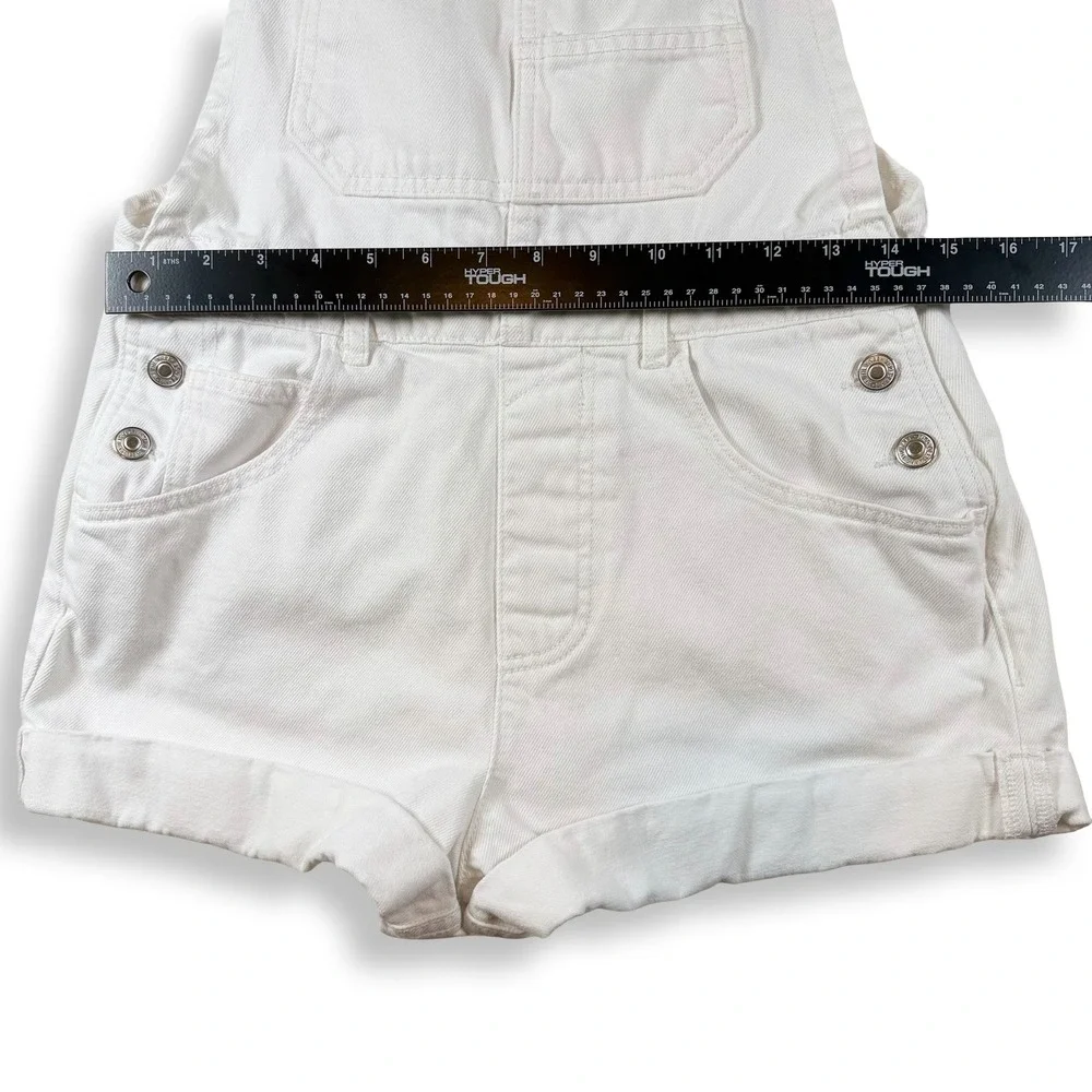 We The Free People White Denim Shortalls XS Cotton Bib Overalls OB1417658